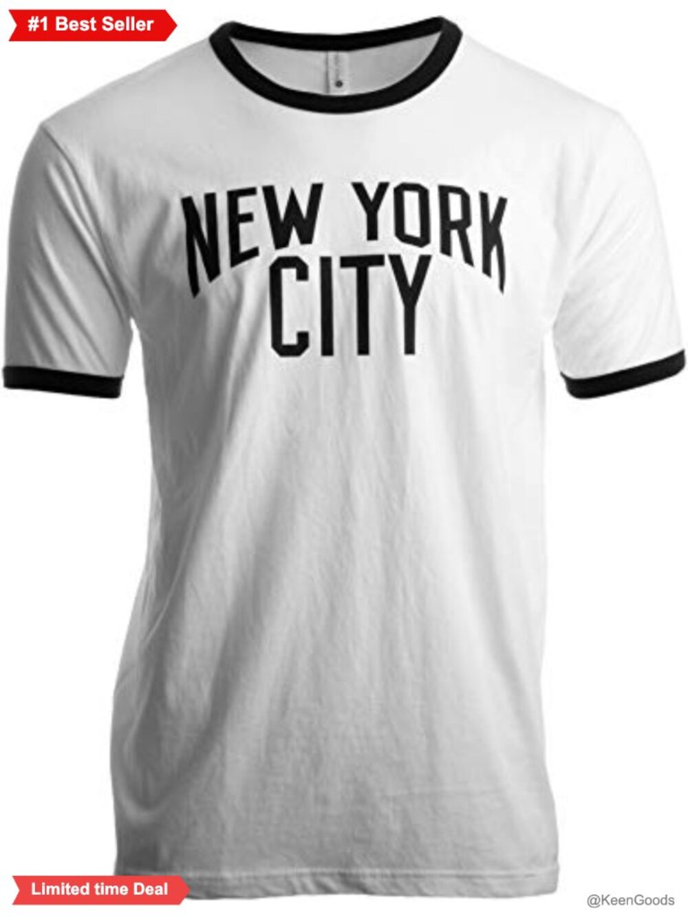 Vintage NYC Ringer Tee Unisex Cotton Blend Crew Neck Short Sleeve